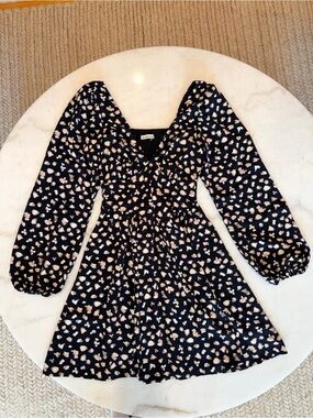 Abercrombie & Fitch Navy Mini Dress with Cream Floral Print
